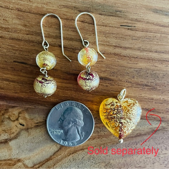Estate find 14k Gold Murano Glass Dangle/ Drop Earrings MA Michael Anthony Italy - Picture 4 of 4